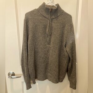 J. Crew Quarter Zip 100% Lambswool Grey Sweater